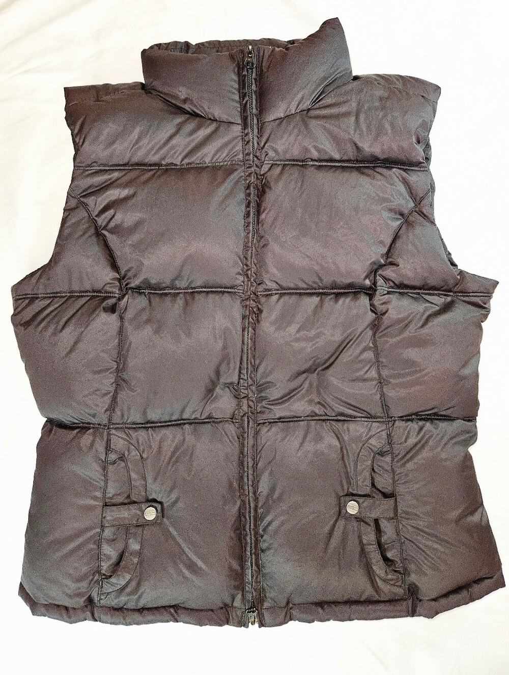 Napapijri Womens Dark Brown Zipped Hidden Hood Pocketed Puffer Vest Size Large
